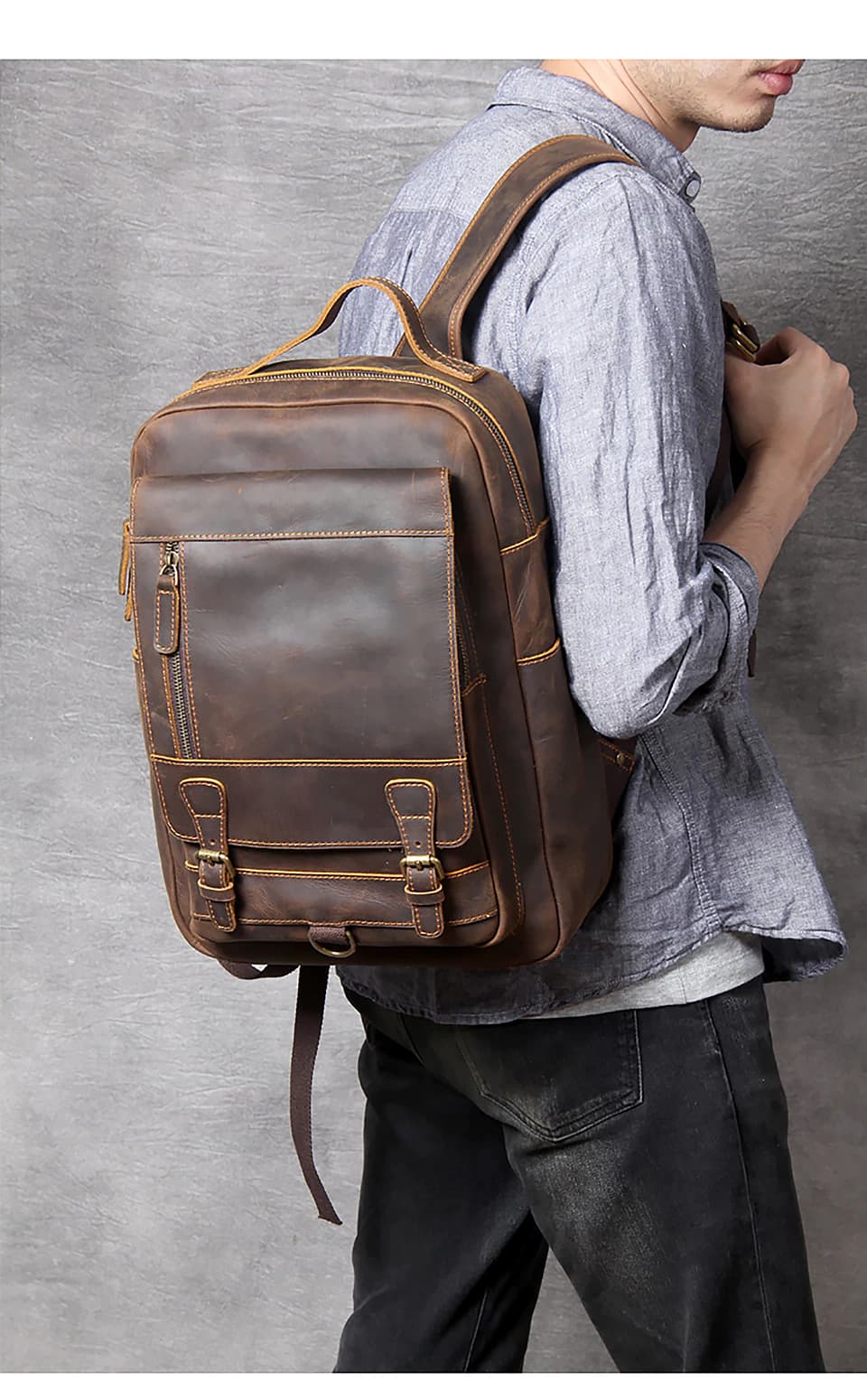 کوله پشتی چرم طبیعی مدل Back Pack 24 | سیلوا چرم — تصویر ۲