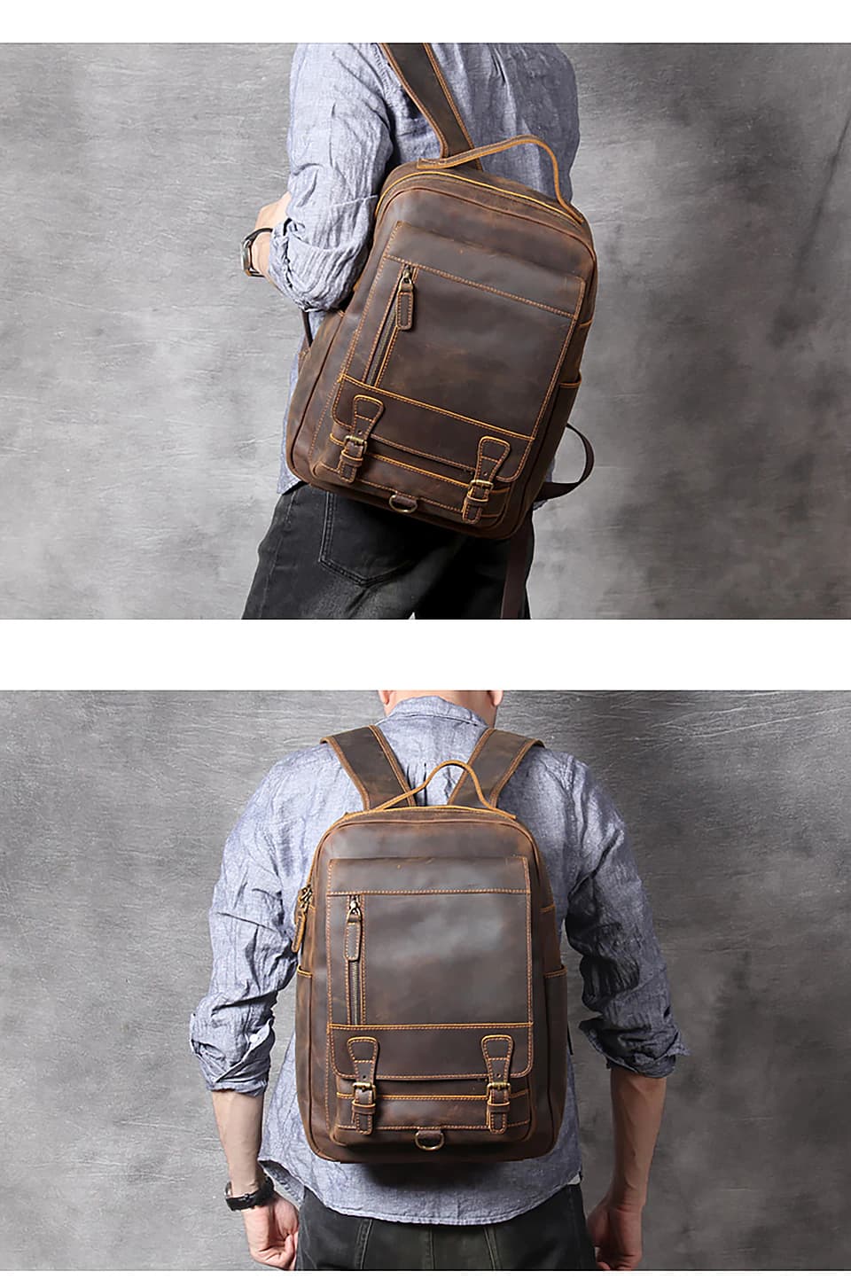 کوله پشتی چرم طبیعی مدل Back Pack 24 | سیلوا چرم — تصویر ۴