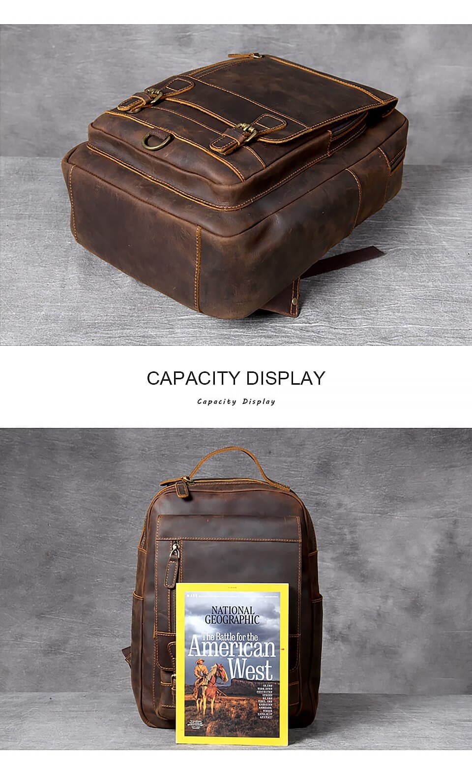 کوله پشتی چرم طبیعی مدل Back Pack 24 | سیلوا چرم — تصویر ۷