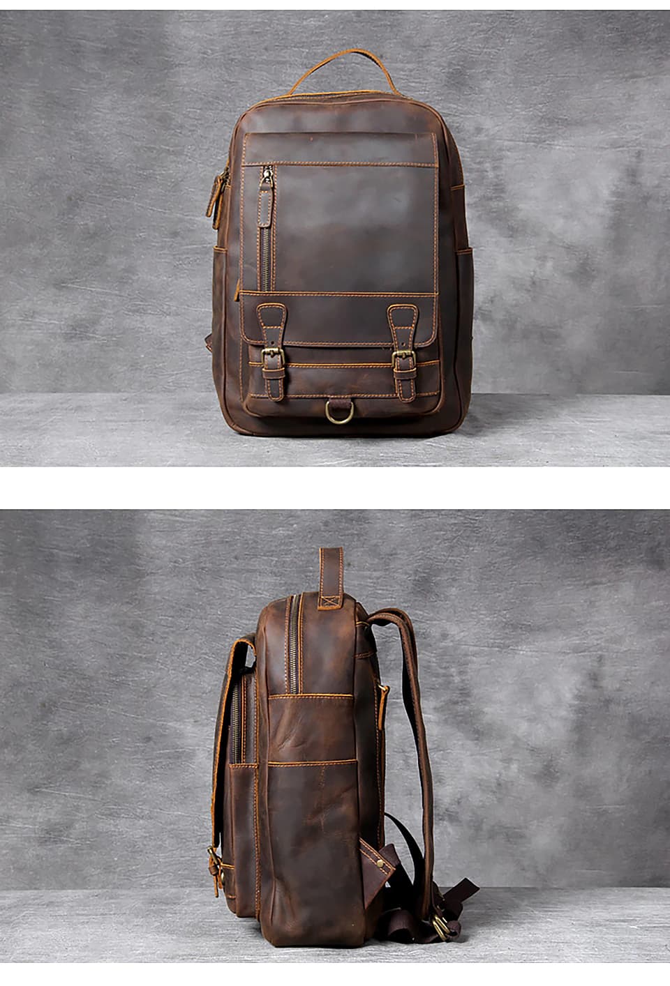 کوله پشتی چرم طبیعی مدل Back Pack 24 | سیلوا چرم — تصویر ۳