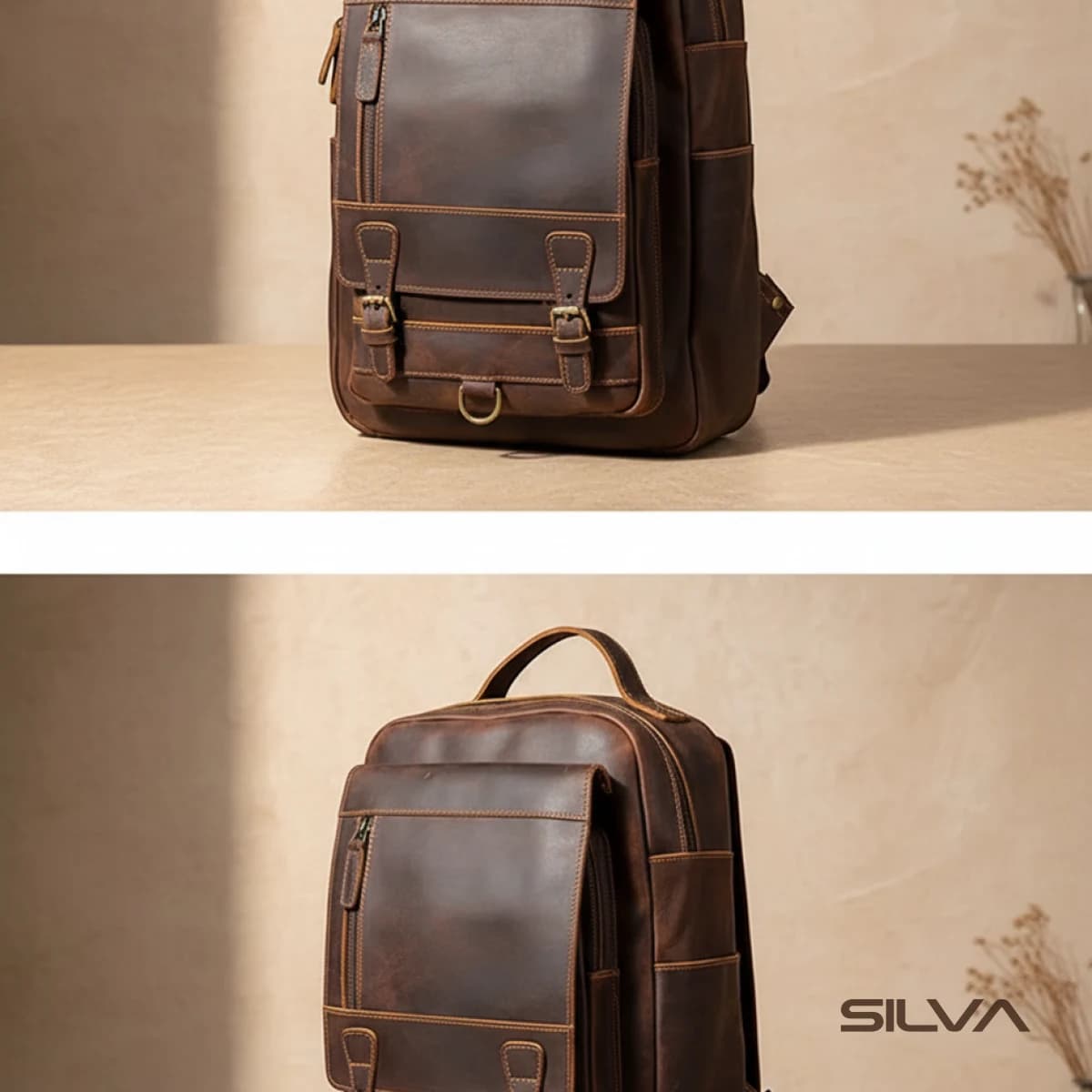 کوله پشتی چرم طبیعی مدل Back Pack 24 | سیلوا چرم
