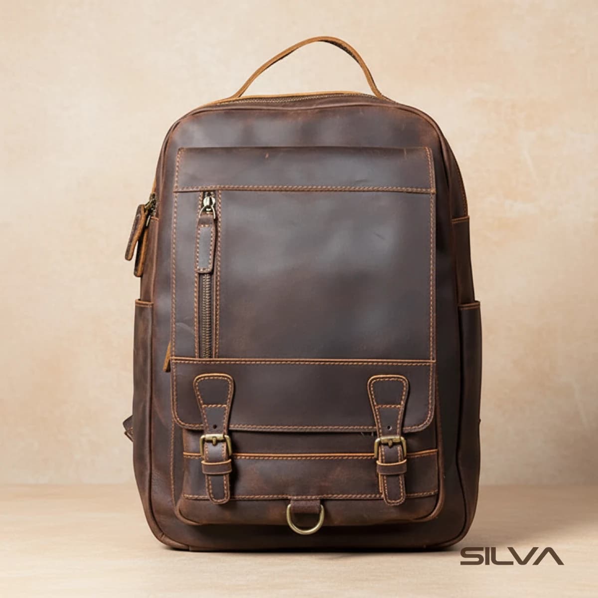 کوله پشتی چرم طبیعی مدل Back Pack 24 | سیلوا چرم — تصویر ۹