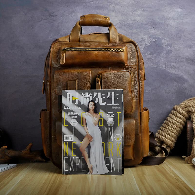 کوله پشتی چرم طبیعی مدل Back Pack 18 | سیلوا چرم — تصویر ۶