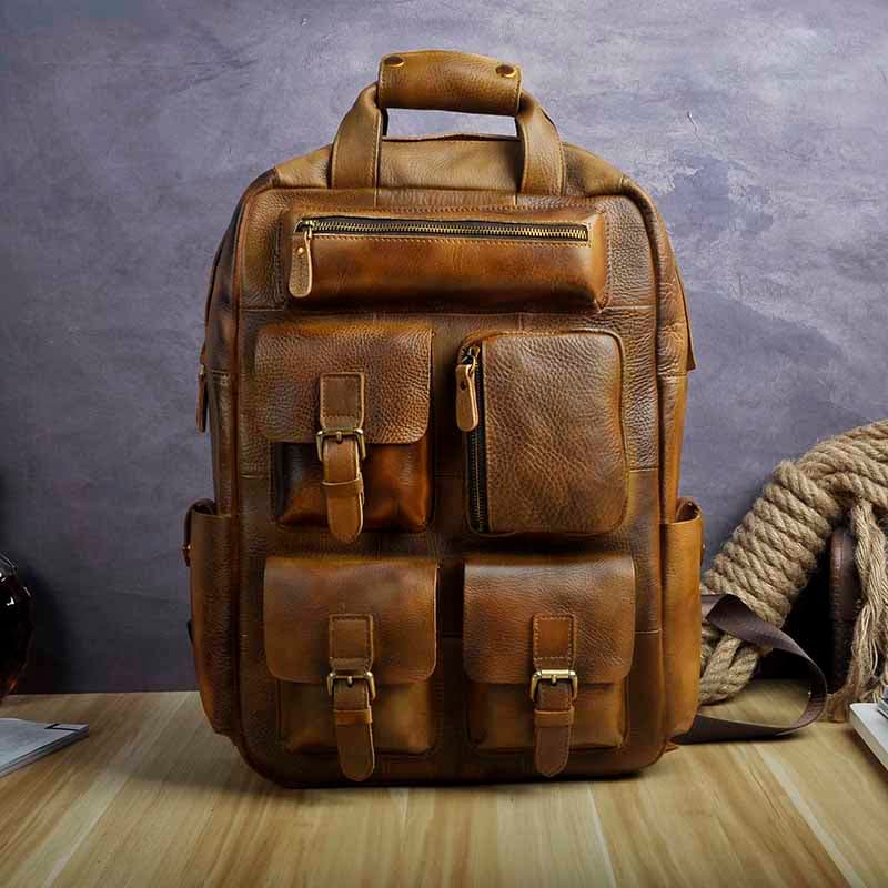 کوله پشتی چرم طبیعی مدل Back Pack 18 | سیلوا چرم — تصویر ۸