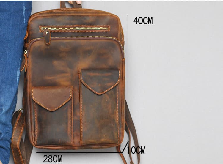 کوله پشتی چرم طبیعی مدل Back Pack 02 | سیلوا چرم — تصویر ۴
