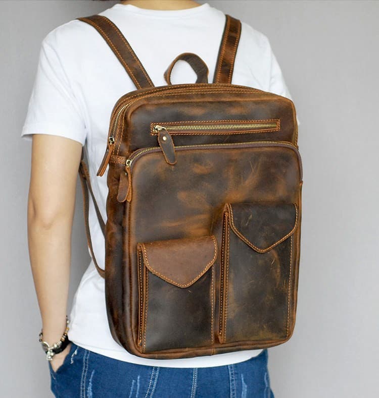 کوله پشتی چرم طبیعی مدل Back Pack 02 | سیلوا چرم — تصویر ۶