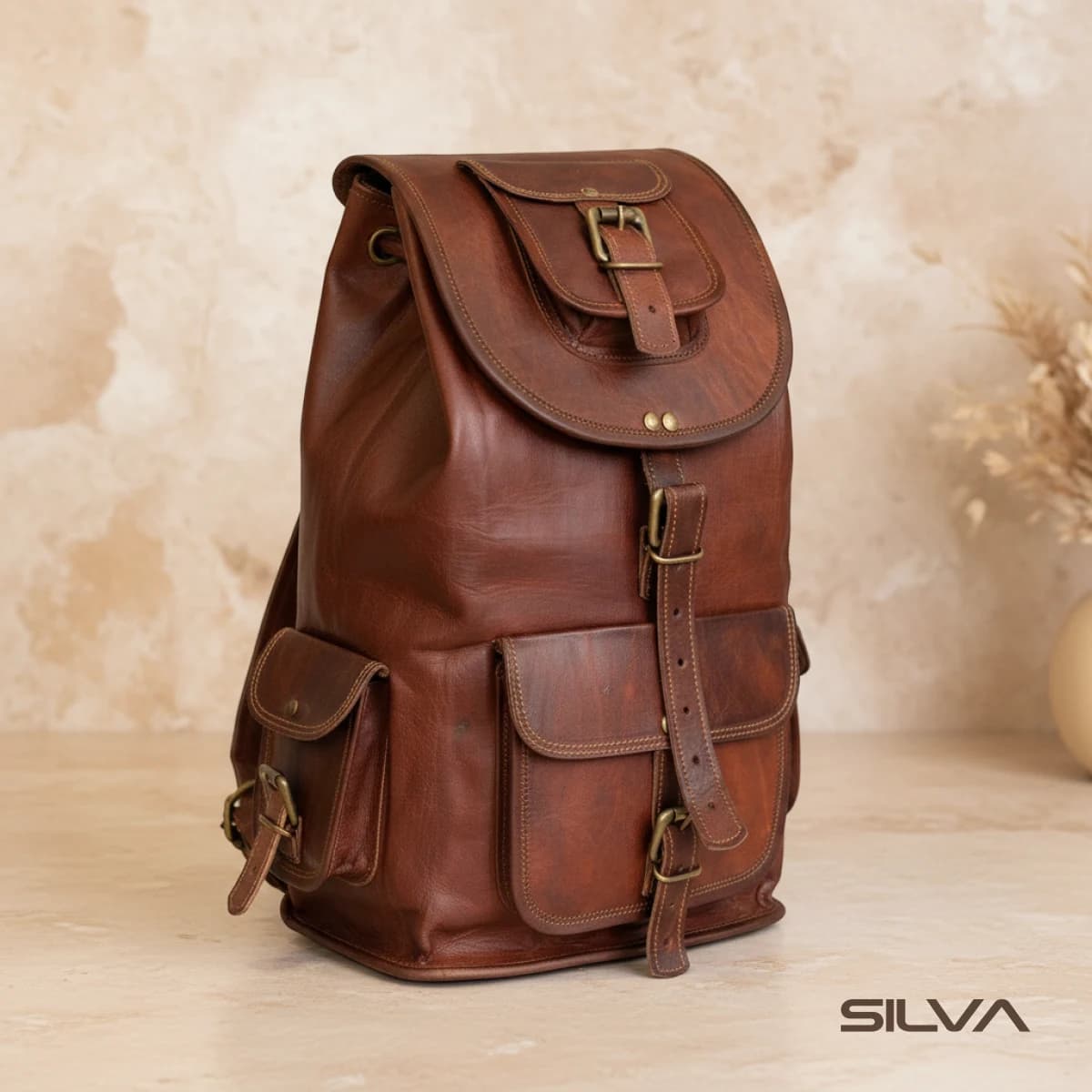 کوله پشتی چرم طبیعی مدل Back Pack 06 | سیلوا چرم