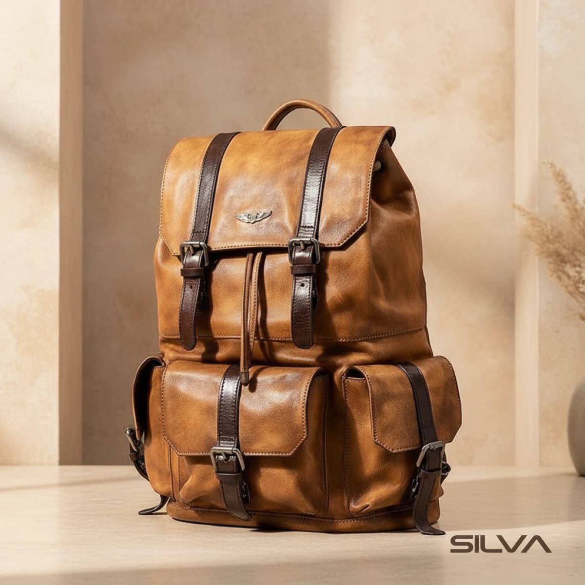 کوله پشتی چرم طبیعی مدل Back Pack 15 | سیلوا چرم