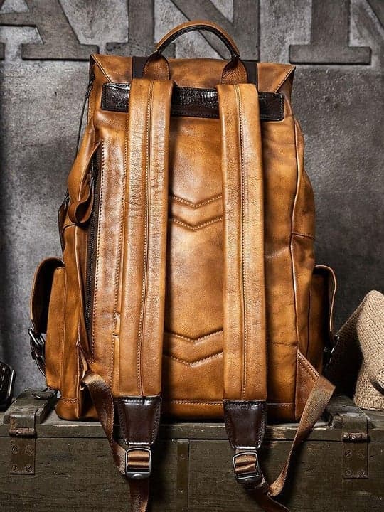 کوله پشتی چرم طبیعی مدل Back Pack 15 | سیلوا چرم — تصویر ۴