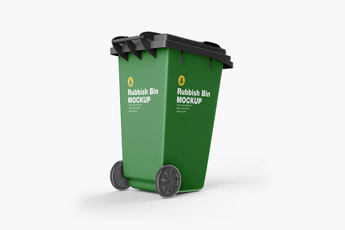 موکاپ سطل آشغال چرخ دار پلاستیکی — تصویر ۴