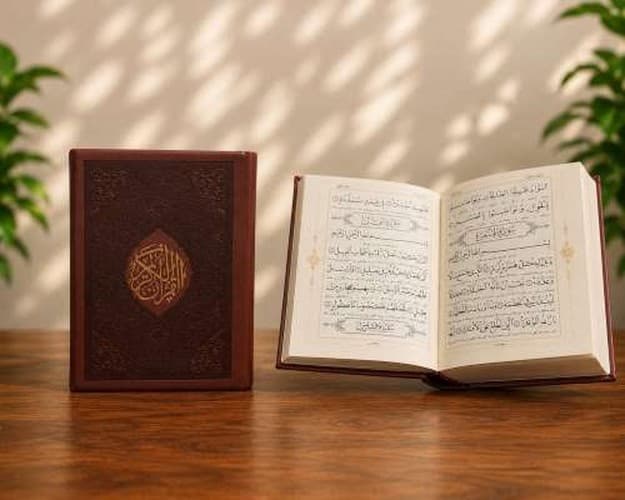 قرآن جیبی چرم با خط نیریزی بدون قاب (نشر جمال)