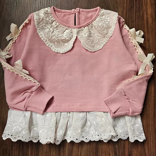 بلوز دورس پنبه دانتل دخترانه بچه گانه کد 2883 — تصویر ۳