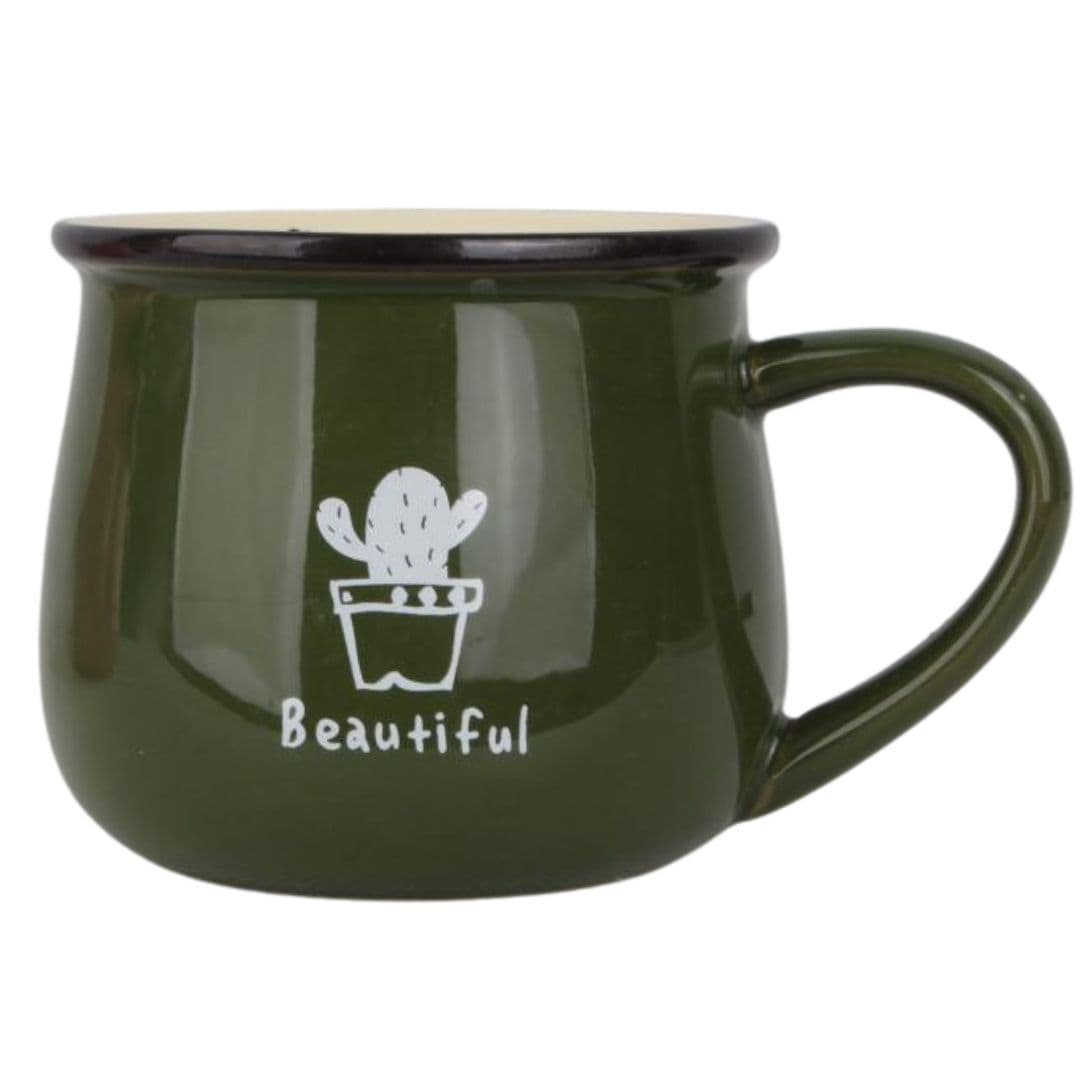 ماگ سرامیکی رجینال بزرگ طرح BEAUTIFUL سبز