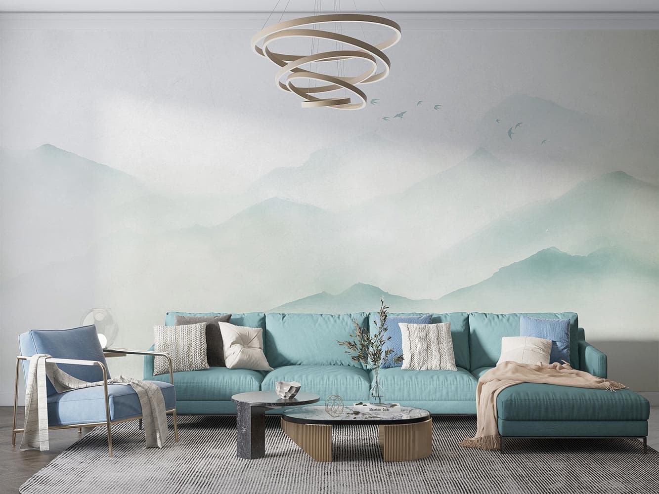 کاغذ دیواری منظره کوهستان محو W10191700