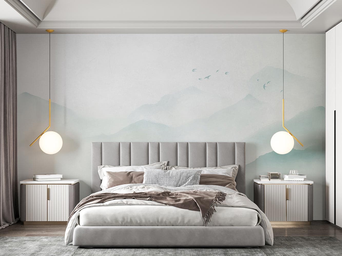 کاغذ دیواری منظره کوهستان محو W10191700 — تصویر ۲