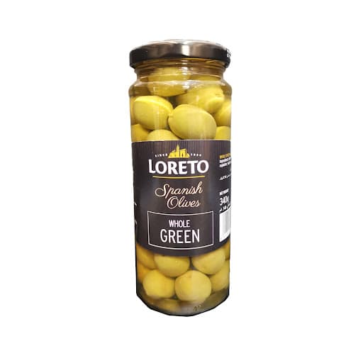 زیتون سبز هسته دار لورتو اصل اسپانیا 340 گرم | LORETO Spanish Olives Whole Green 340g