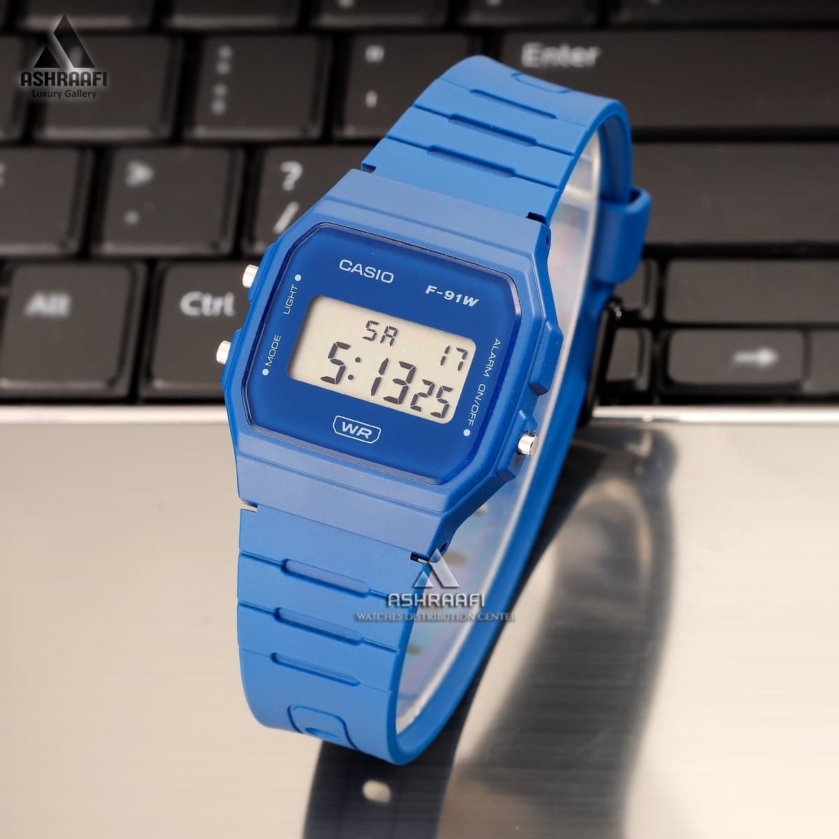 ساعت کاسیو دیجیتالی آبی Casio F-91WB-2A1 — تصویر ۲