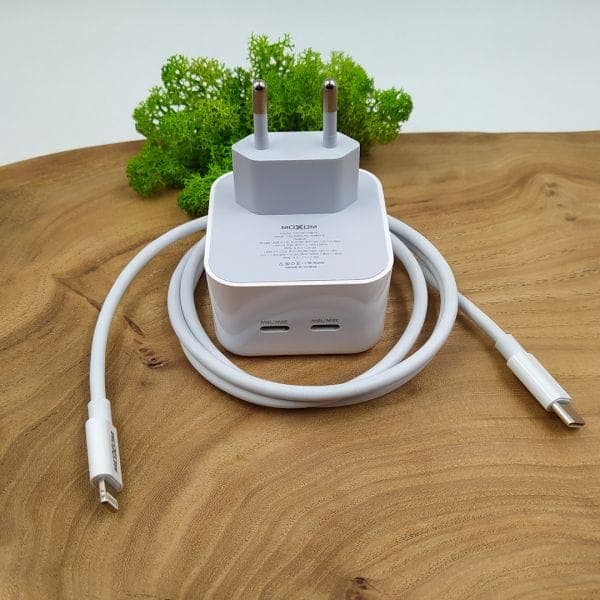 آداپتور شارژر موکسوم مدل MOXOM MX-HC108 PD 35W همراه کابل لایتینگ(آیفون) — تصویر ۴