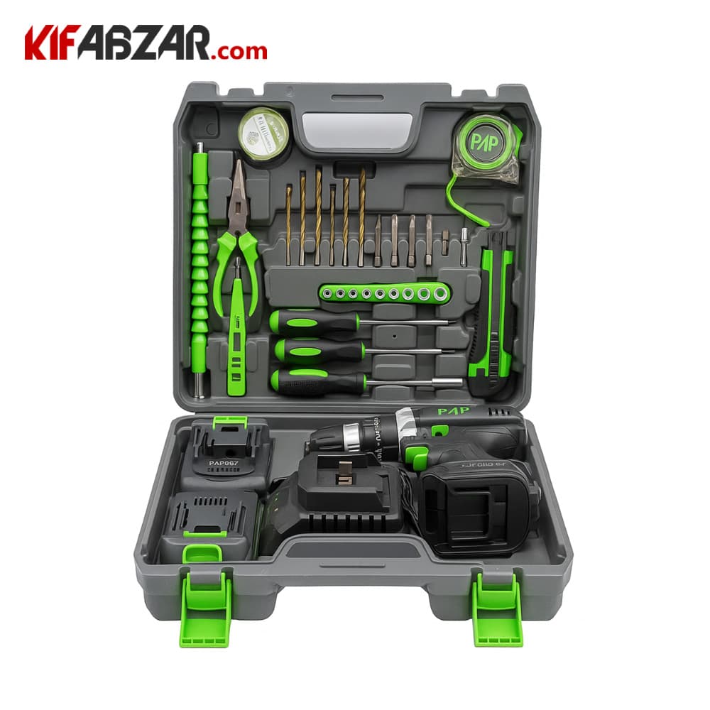 کیت دریل پیچ گوشتی چکشی شارژی 21 ولت پی ای پی مدل CID-2126 — تصویر ۲