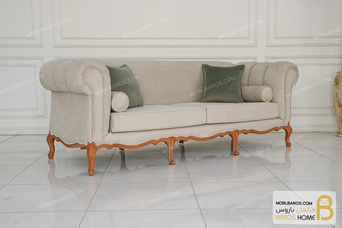 مبلمان ۸ نفره کلاسیک گندم و مبل جورجیا چستر — تصویر ۸