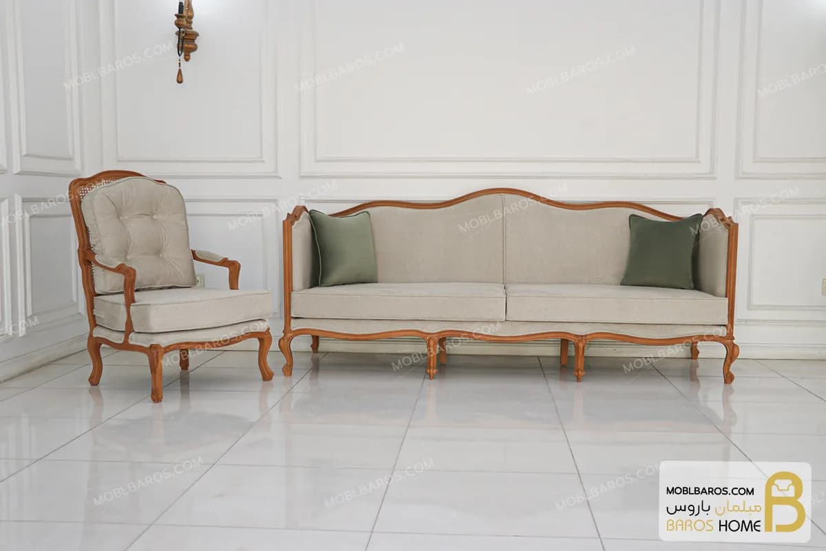 مبلمان ۸ نفره کلاسیک گندم و مبل جورجیا چستر — تصویر ۶