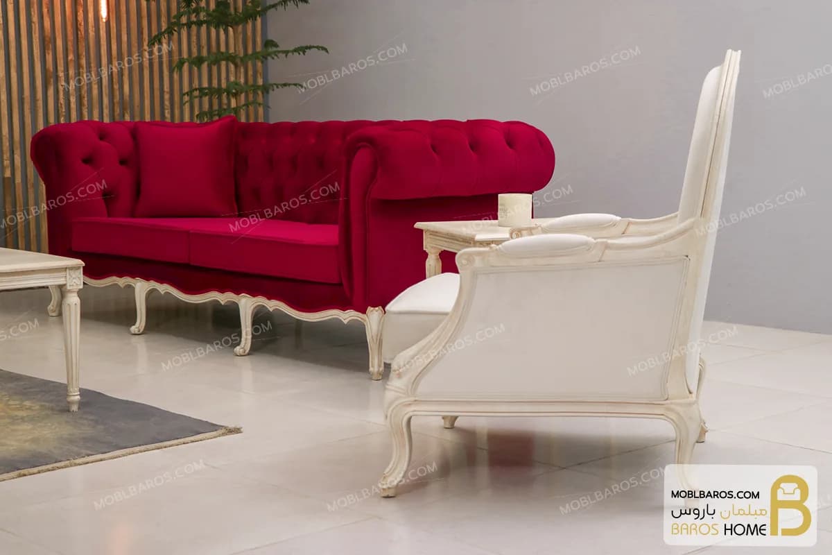 ست مبلمان کلاسیک ترکیبی مدل راشل پلاس و چستر کد ۵ — تصویر ۳