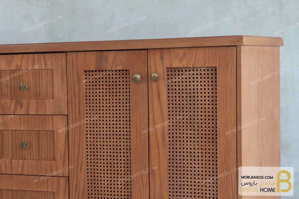 میز کنسول چوبی و حصیری جدید آرمیس — تصویر ۵