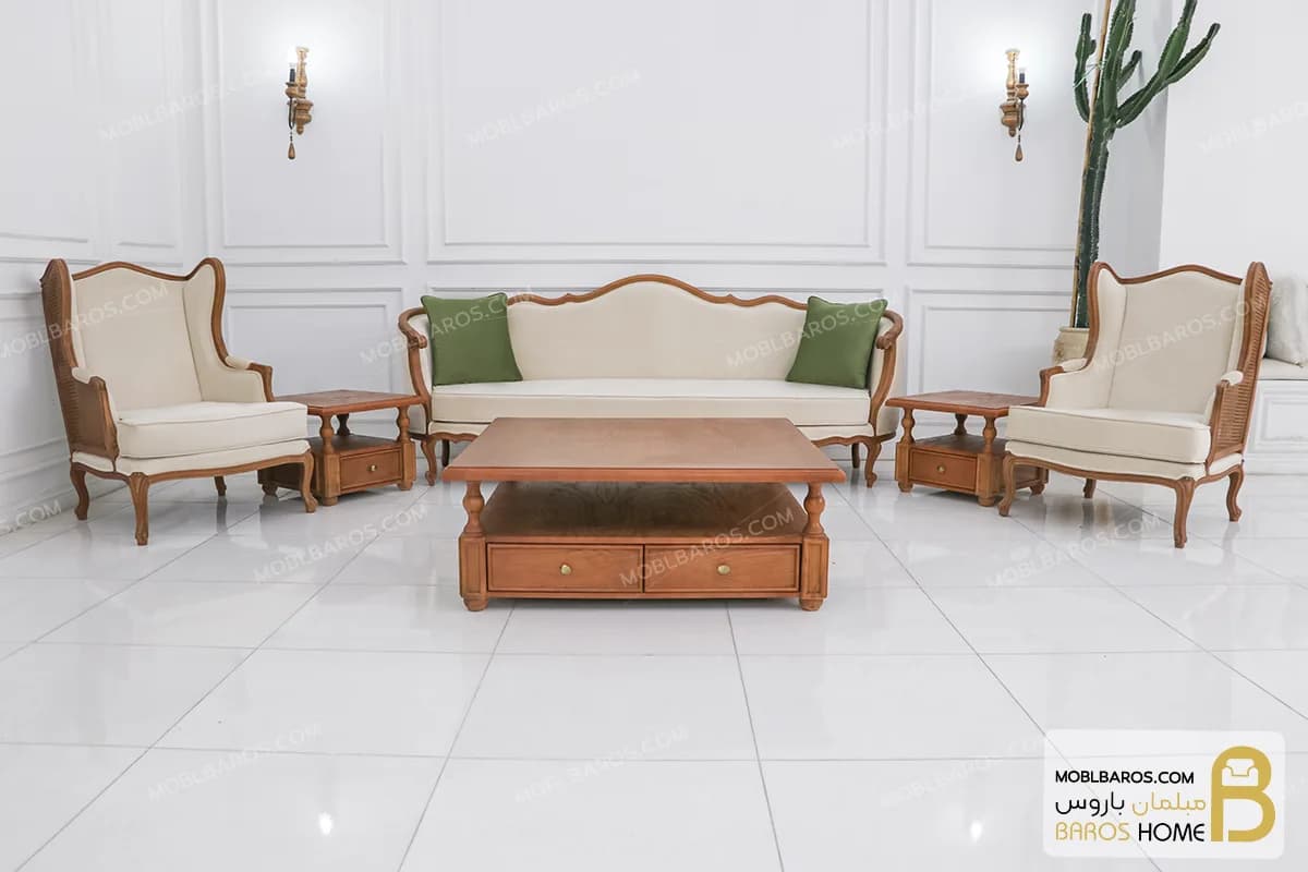 مبلمان نئوکلاسیک جدید جورجیا و مبل تکنفره روما و کویین