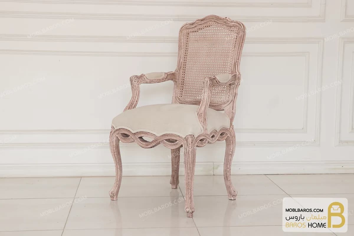 صندلی چوبی ابزاری ایتالیایی دسته دار — تصویر ۲