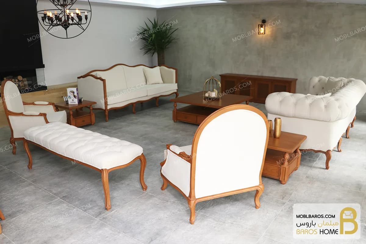 ست مبلمان ترکیبی گندم و چستر لمسه کد ۴ — تصویر ۲