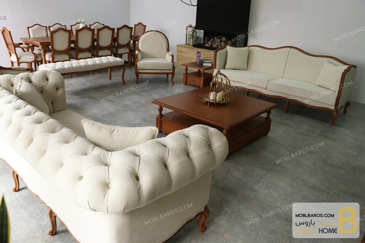 ست مبلمان ترکیبی گندم و چستر لمسه کد ۴ — تصویر ۳
