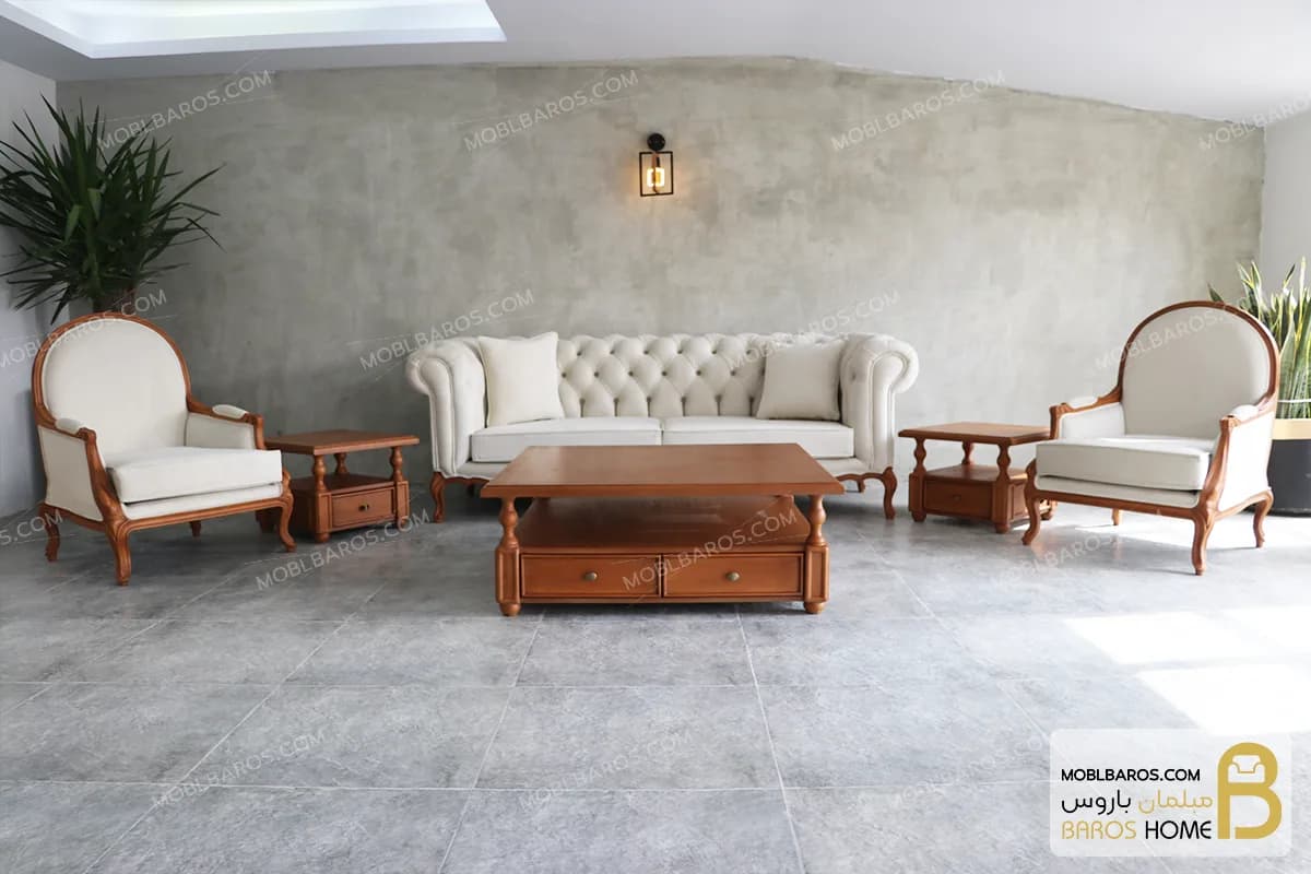 ست مبلمان ترکیبی گندم و چستر لمسه کد ۴