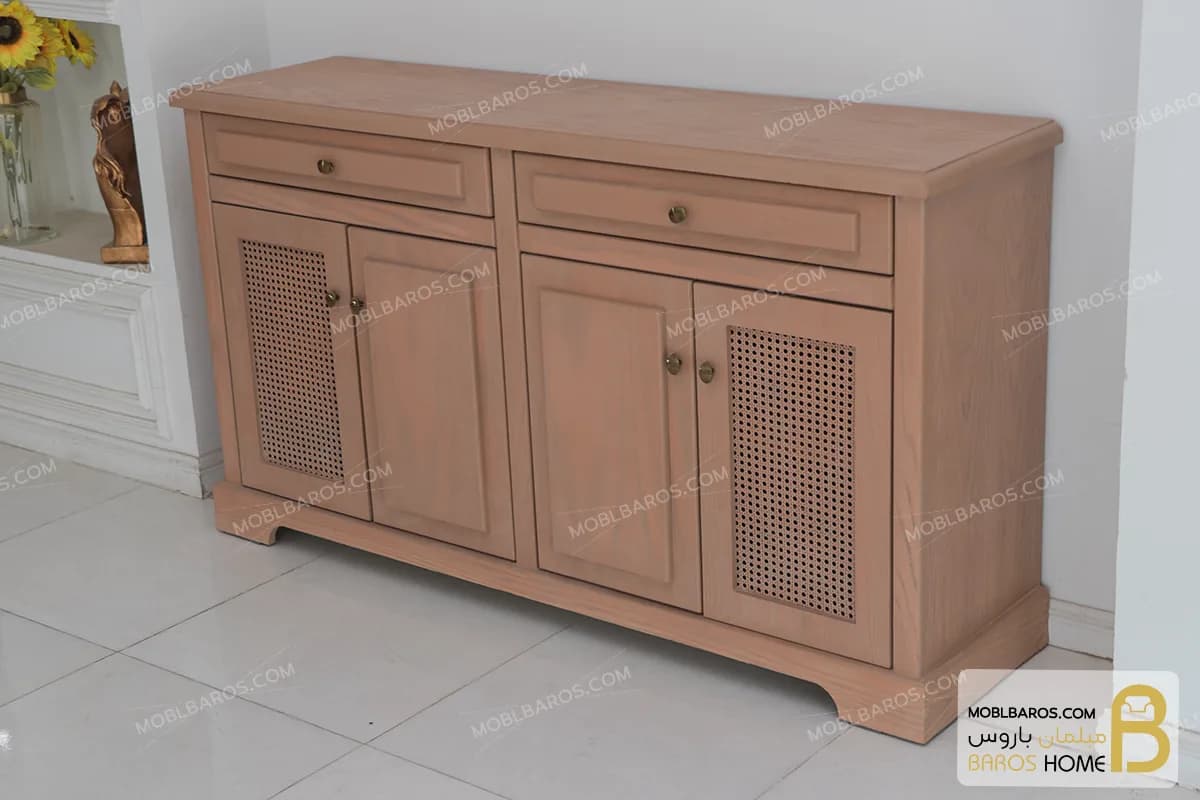 میز کنسول چوبی و کلاسیک مدل راشل حصیری — تصویر ۸