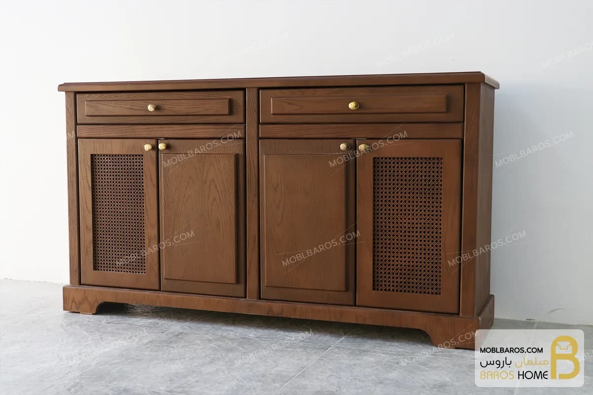 میز کنسول چوبی و کلاسیک مدل راشل حصیری — تصویر ۵