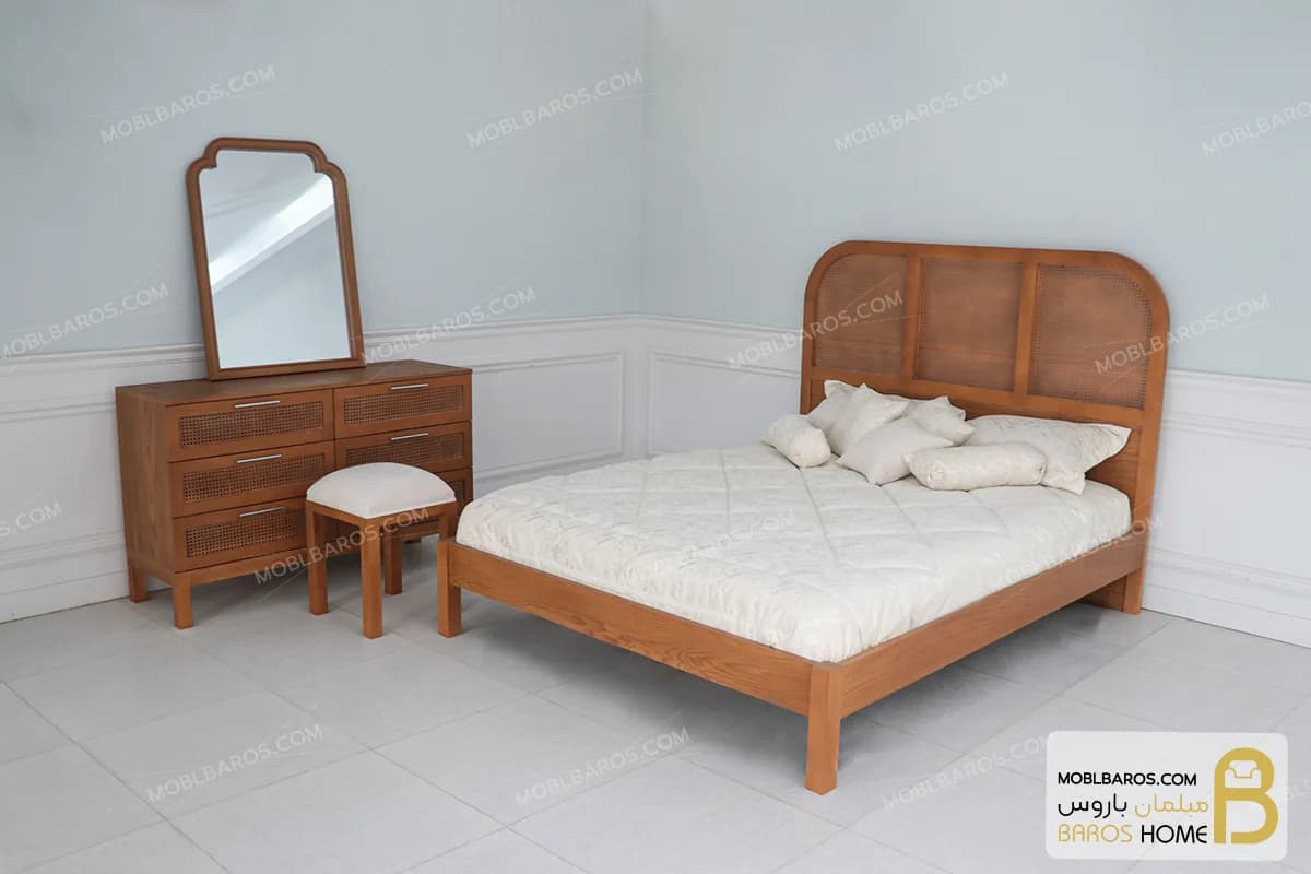 سرویس خواب دو نفره چوبی مینیمال کارمن — تصویر ۸