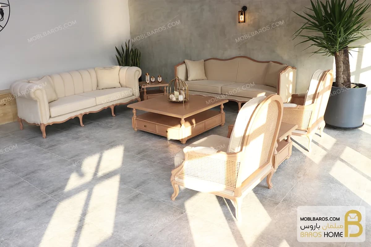 ست مبلمان ترکیبی گندم و چستر شیاره کد ۳ — تصویر ۳