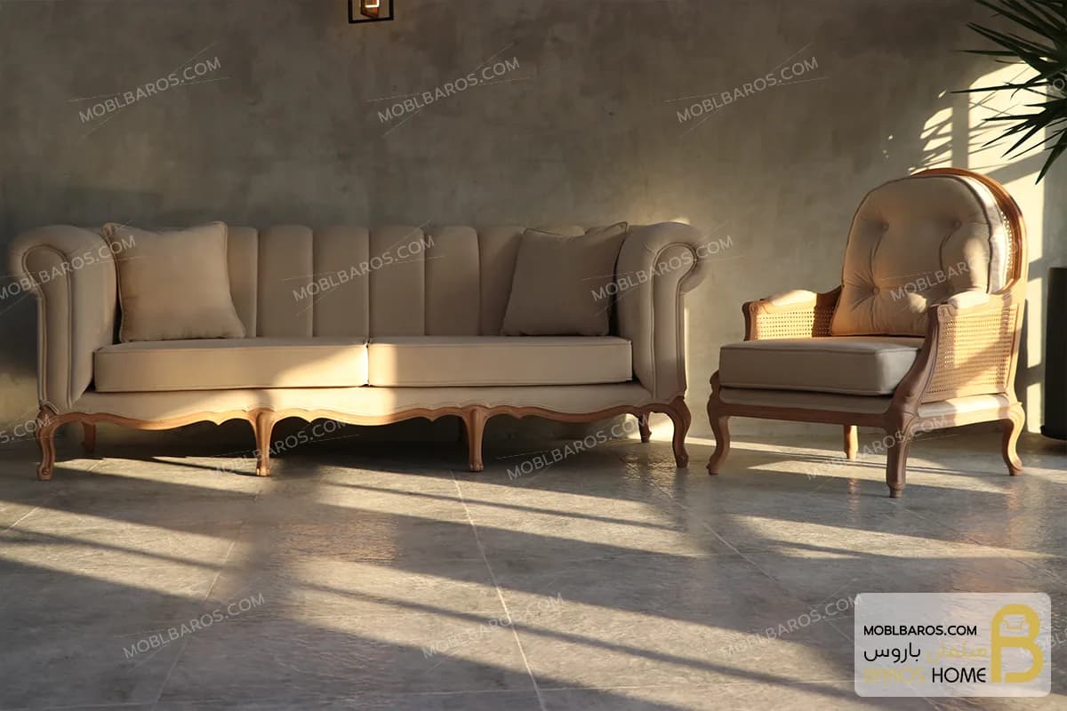 ست مبلمان ترکیبی گندم و چستر شیاره کد ۳