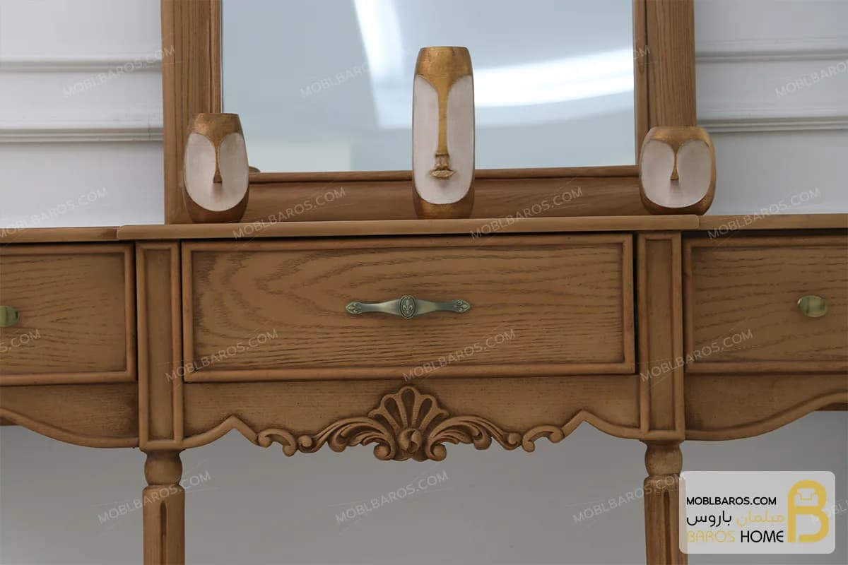 میز کنسول چوبی مدل ایلانا با آینه — تصویر ۷