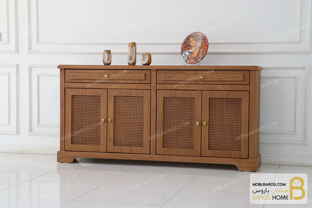 میز کنسول چوبی حصیری جدید مدل راشل — تصویر ۵