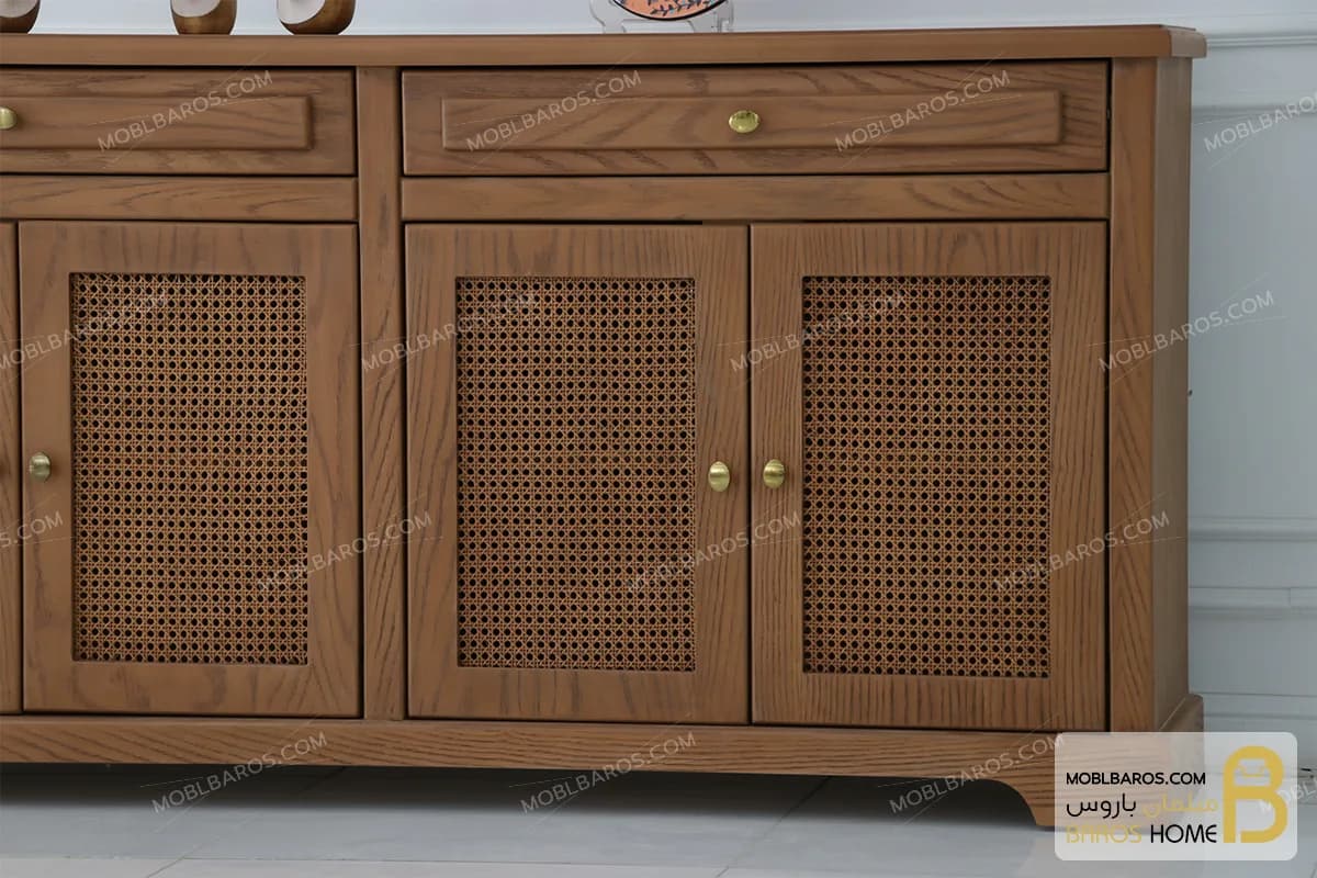 میز کنسول چوبی حصیری جدید مدل راشل — تصویر ۶