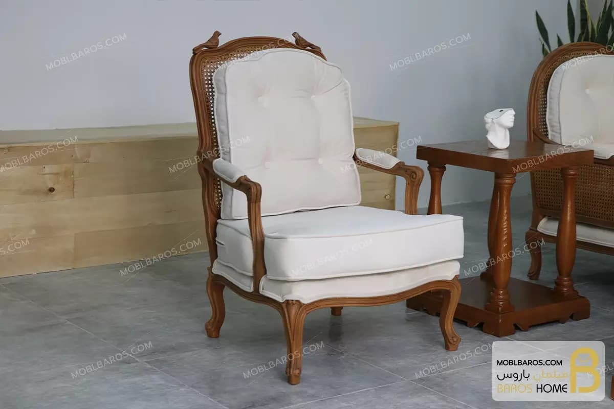 ست مبلمان چوبی کلاسیک ترکیبی مدل راشل پلاس و فرانسوی و روما — تصویر ۶