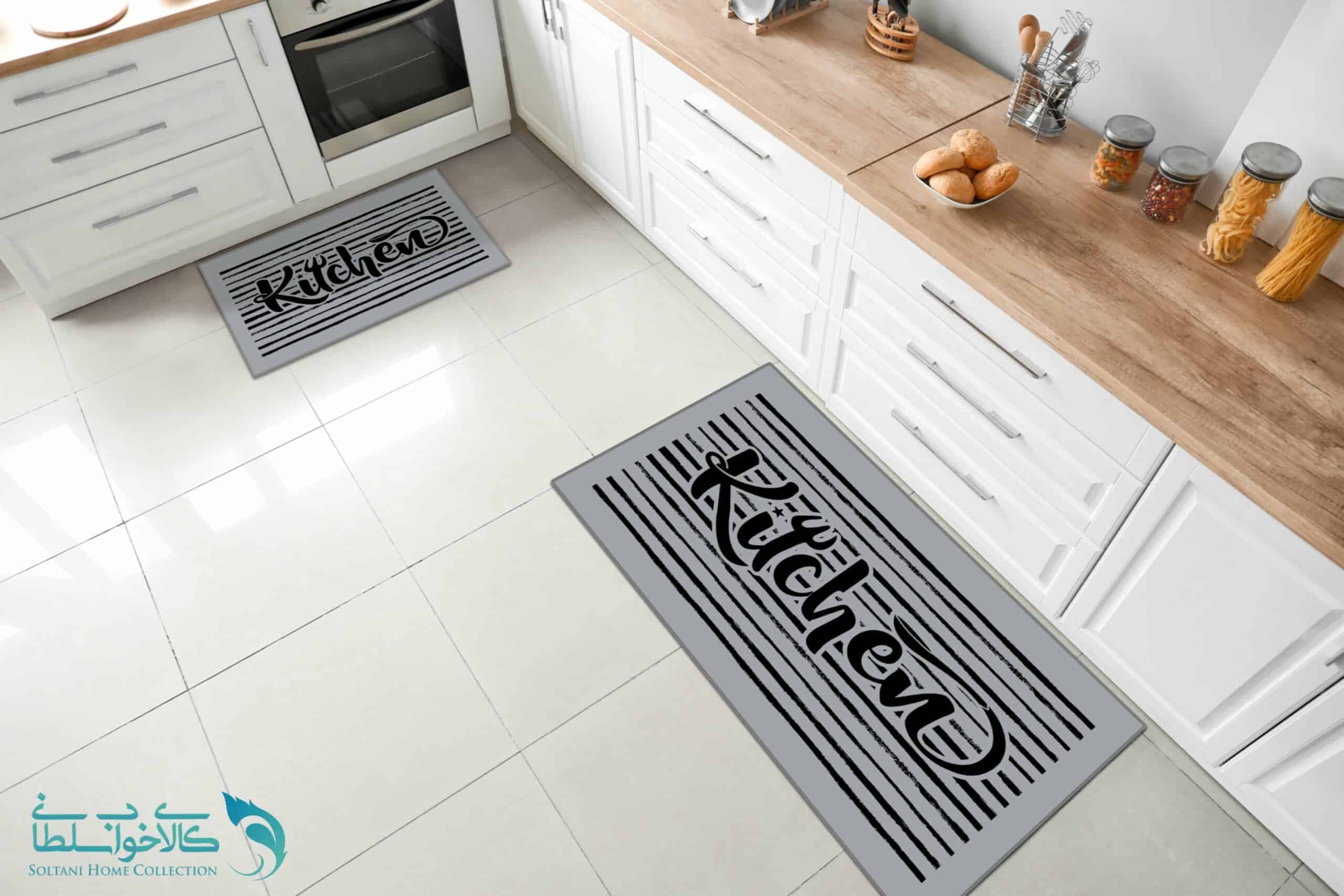 فرشینه آشپزخانه طرح kitchen طوسی کد FR1531
