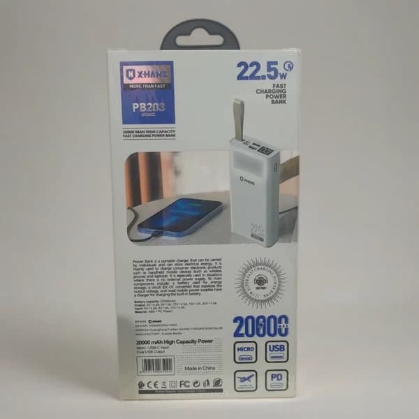 شارژر همراه پاوربانک 20000 میلی آمپر X-Hanz PB203 — تصویر ۲
