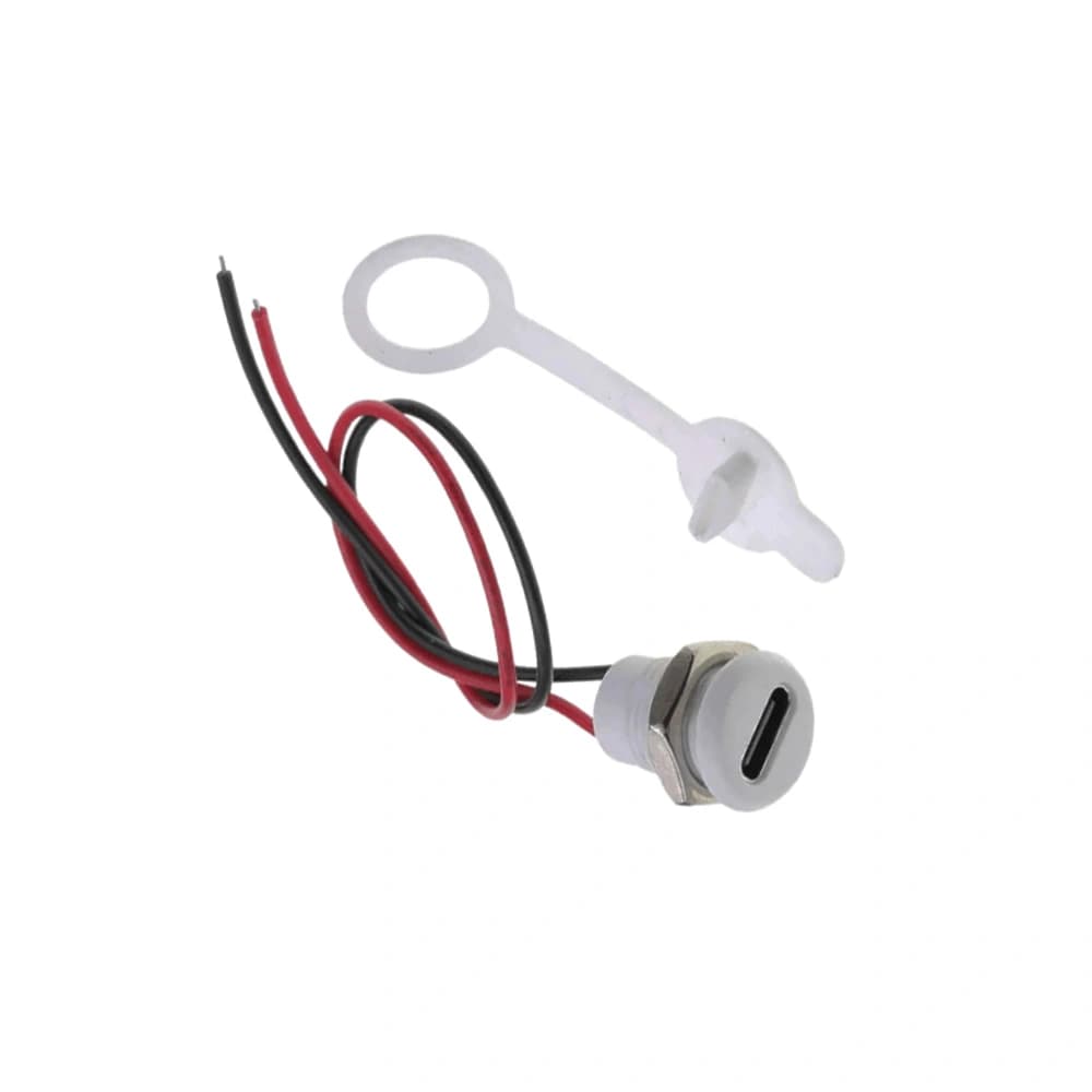 کانکتور مادگی USB Type-C دو سیم گرد رو پنلی مهره خور سفید
