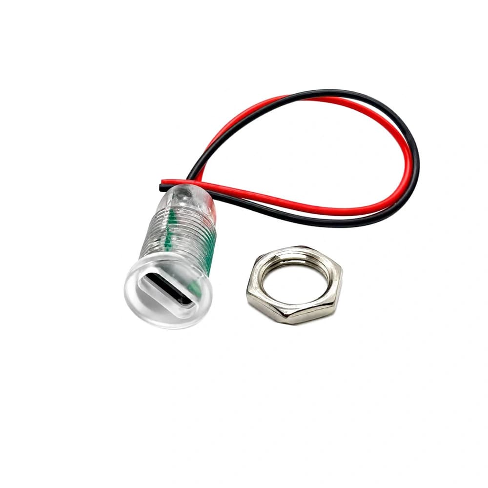 کانکتور شارژر باتری لیتیومی Type-C دو سیم گرد رو پنلی مهره خور (شفاف)