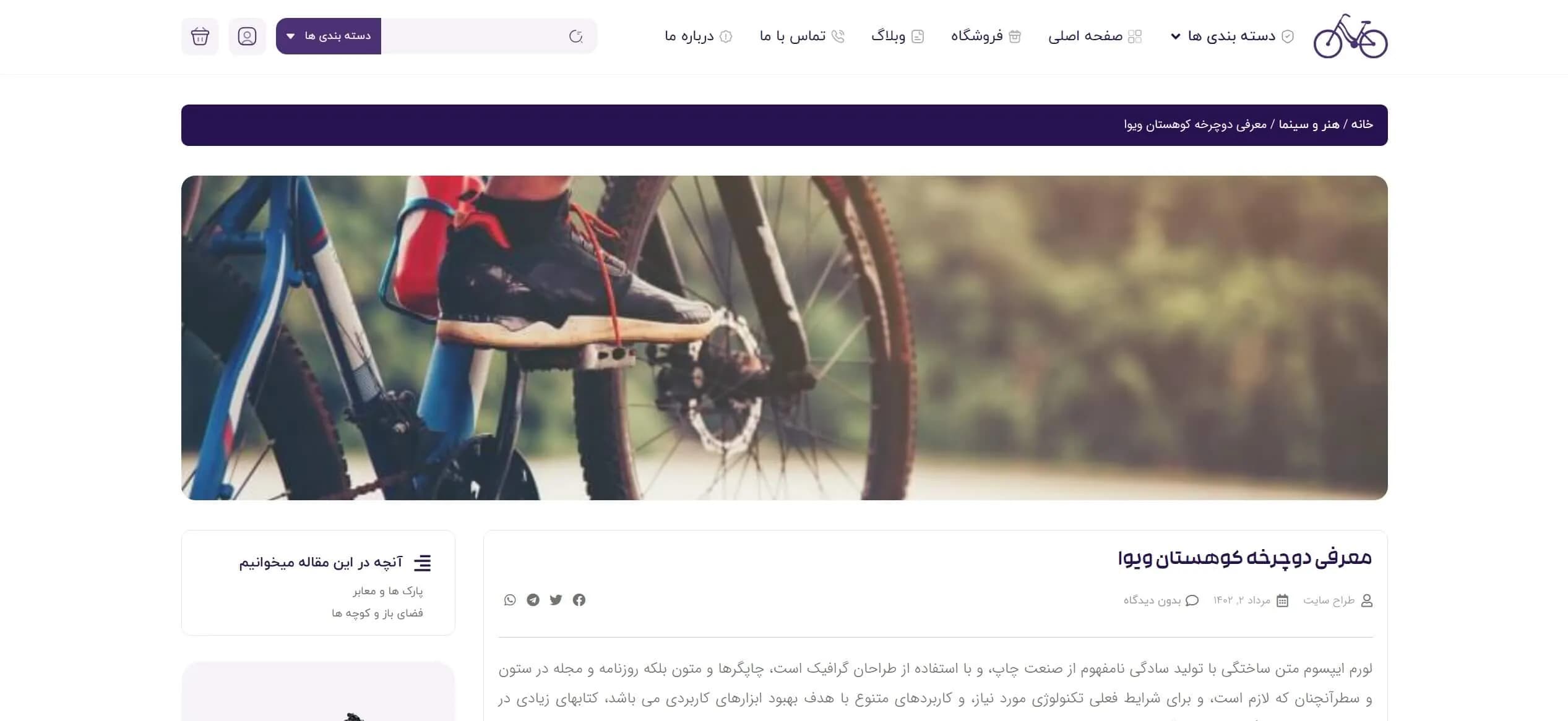 طراحی سایت فروشگاه دوچرخه و لوازم ورزشی — تصویر ۴