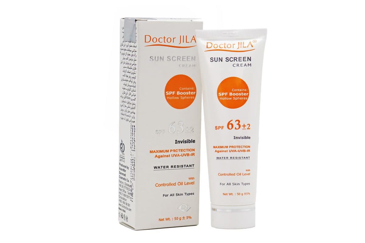 کرم ضد آفتاب SPF63 بی رنگ دکتر ژیلا فاقد چربی مناسب انواع پوست ۵۰ میل