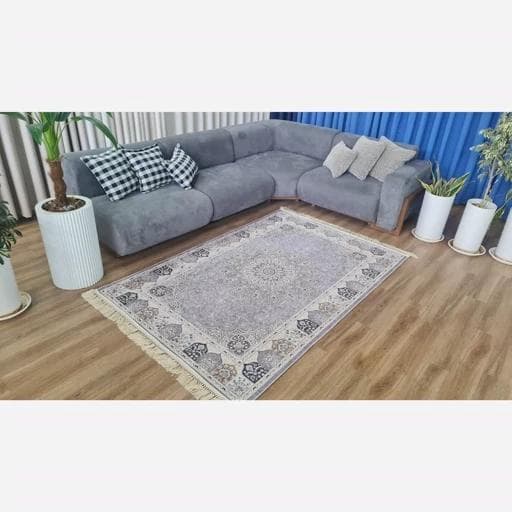 فرشینه | فرش چاپی برند حسن نیا چاپی هازان ترک طرح طوسی سنتی h224 (پس کرایه) — تصویر ۴