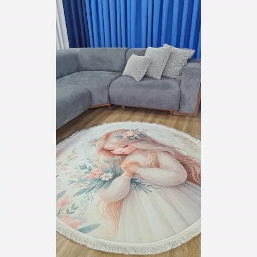 فرشینه | فرش چاپی برند حسن نیا چاپی مخمل گرد دخترانه U429 (پس کرایه) — تصویر ۵