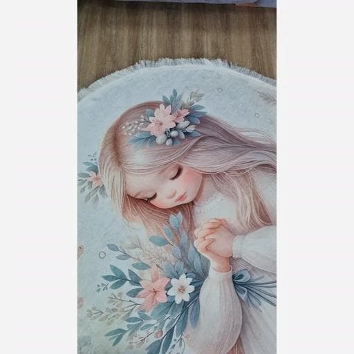 فرشینه | فرش چاپی برند حسن نیا چاپی مخمل گرد دخترانه U429 (پس کرایه) — تصویر ۴